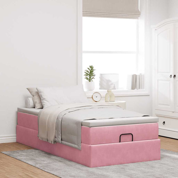 vidaXL Ottoman Bed with Mattress Pink 80x200 cm Velvet