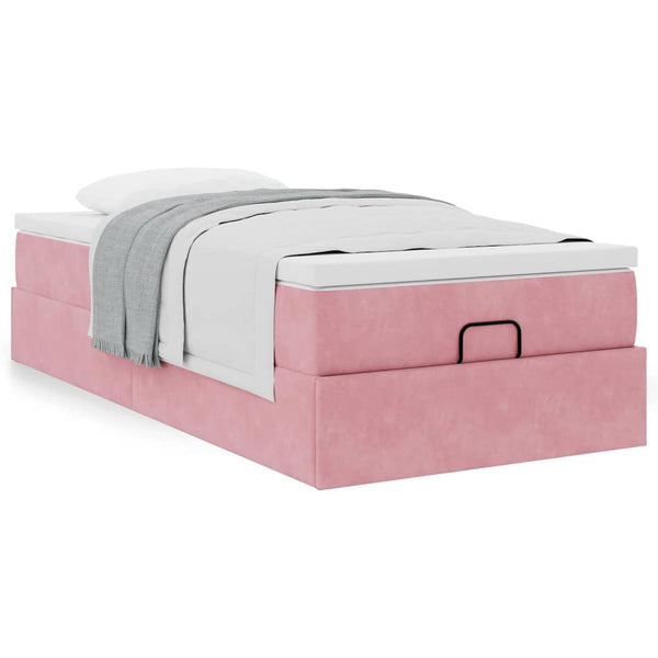 vidaXL Ottoman Bed with Mattress Pink 80x200 cm Velvet