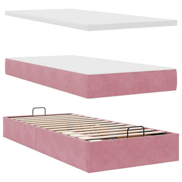vidaXL Ottoman Bed with Mattress Pink 80x200 cm Velvet