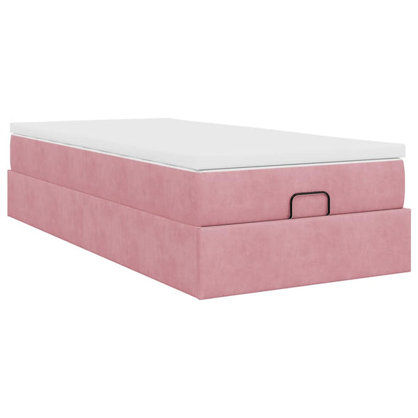 vidaXL Ottoman Bed with Mattress Pink 80x200 cm Velvet