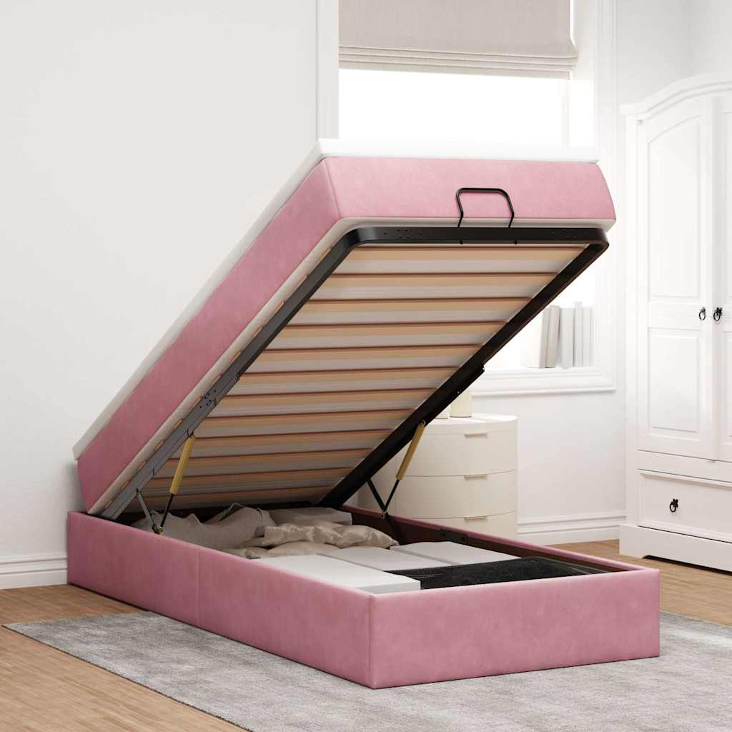 vidaXL Ottoman Bed with Mattress Pink 80x200 cm Velvet