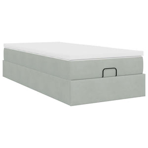 vidaXL Ottoman Bed with Mattress Light Grey 90x190 cm Velvet