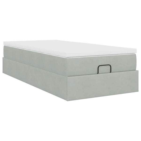 vidaXL Ottoman Bed with Mattress Light Grey 90x190 cm Velvet