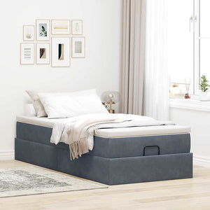vidaXL Ottoman Bed with Mattress Dark Grey 90x190 cm Velvet