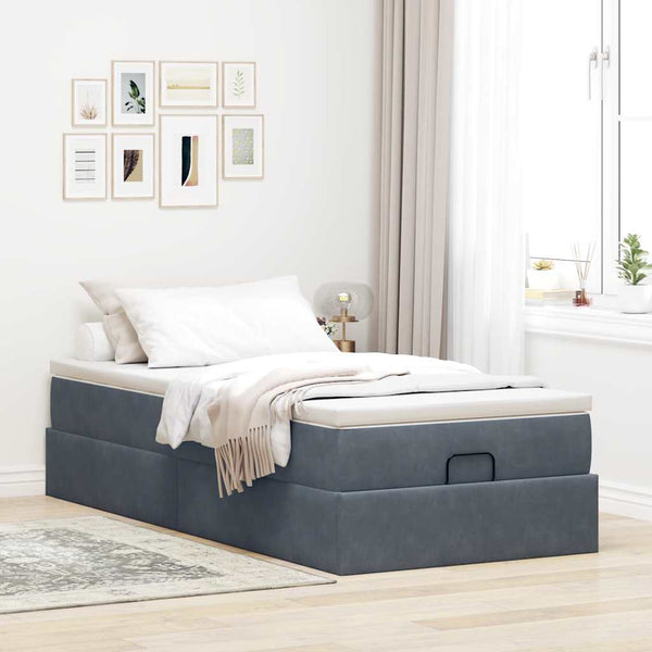 vidaXL Ottoman Bed with Mattress Dark Grey 90x190 cm Velvet