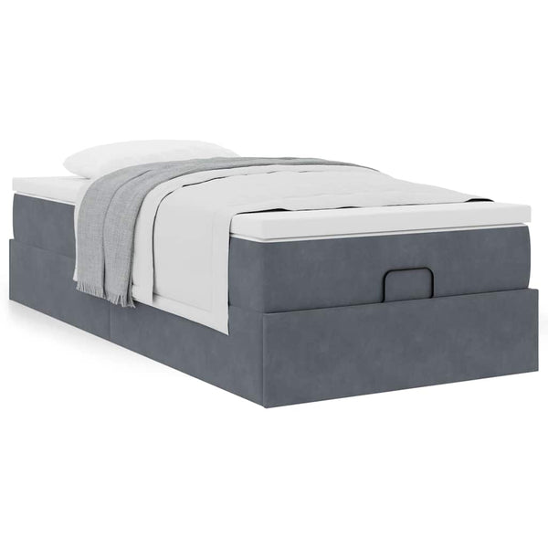 vidaXL Ottoman Bed with Mattress Dark Grey 90x190 cm Velvet