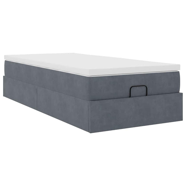 vidaXL Ottoman Bed with Mattress Dark Grey 90x190 cm Velvet