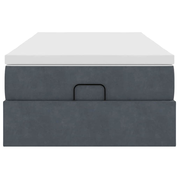 vidaXL Ottoman Bed with Mattress Dark Grey 90x190 cm Velvet