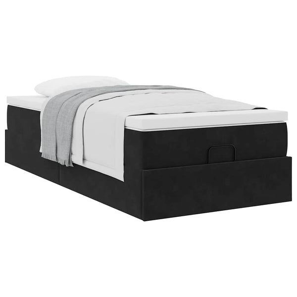 vidaXL Ottoman Bed with Mattress Black 90x190 cm Velvet