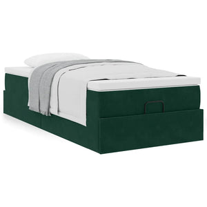 vidaXL Ottoman Bed with Mattress Dark Green 90x190 cm Velvet
