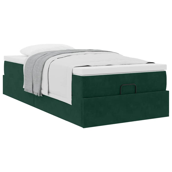 vidaXL Ottoman Bed with Mattress Dark Green 90x190 cm Velvet