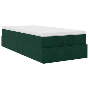 vidaXL Ottoman Bed with Mattress Dark Green 90x190 cm Velvet