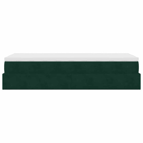vidaXL Ottoman Bed with Mattress Dark Green 90x190 cm Velvet