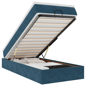 vidaXL Ottoman Bed with Mattress Dark Blue 90x190 cm Velvet