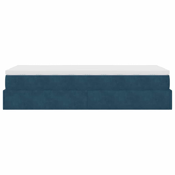 vidaXL Ottoman Bed with Mattress Dark Blue 90x190 cm Velvet