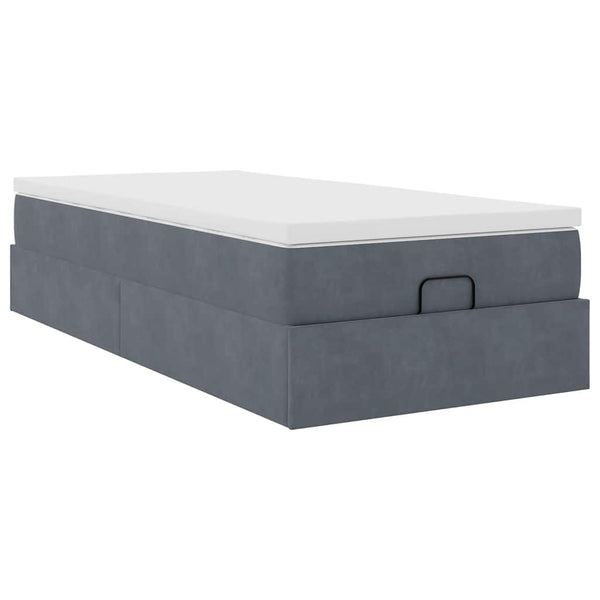vidaXL Ottoman Bed with Mattress Dark Grey 90x200 cm Velvet