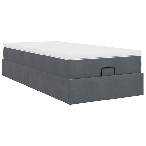 vidaXL Ottoman Bed with Mattress Dark Grey 90x200 cm Velvet