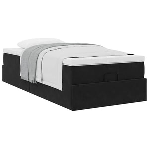 vidaXL Ottoman Bed with Mattress Black 90x200 cm Velvet
