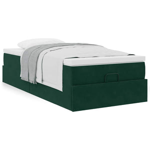 vidaXL Ottoman Bed with Mattress Dark Green 90x200 cm Velvet