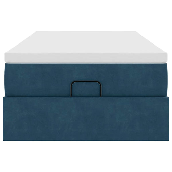 vidaXL Ottoman Bed with Mattress Dark Blue 90x200 cm Velvet