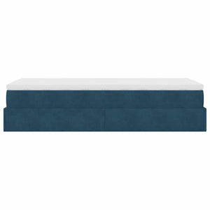vidaXL Ottoman Bed with Mattress Dark Blue 90x200 cm Velvet