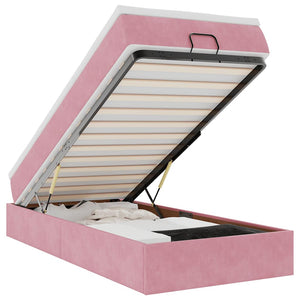 vidaXL Ottoman Bed with Mattress Pink 90x200 cm Velvet