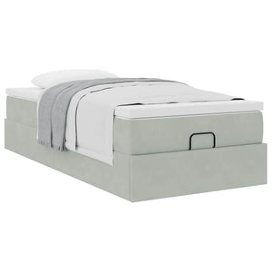 vidaXL Ottoman Bed with Mattress Light Grey 100x200 cm Velvet