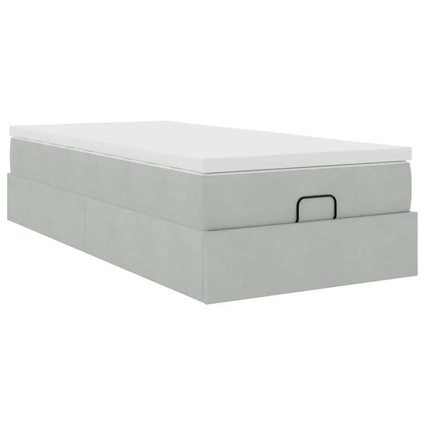 vidaXL Ottoman Bed with Mattress Light Grey 100x200 cm Velvet