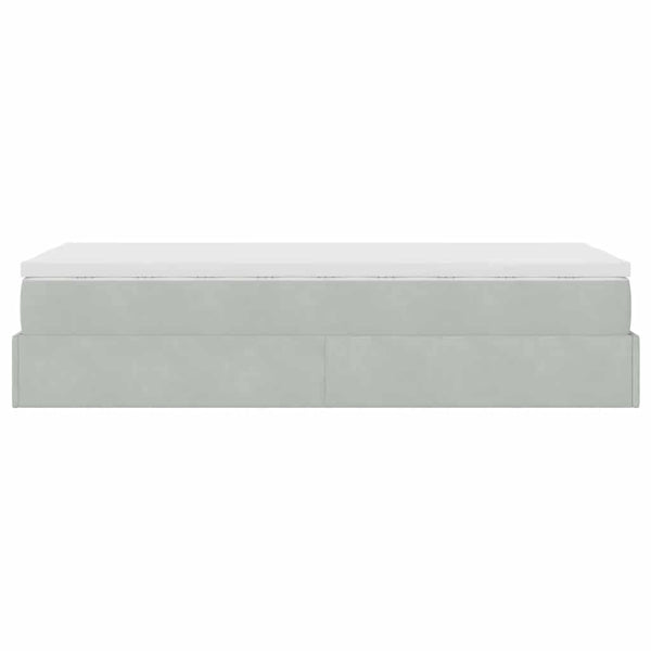 vidaXL Ottoman Bed with Mattress Light Grey 100x200 cm Velvet