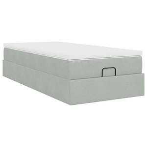vidaXL Ottoman Bed with Mattress Light Grey 100x200 cm Velvet