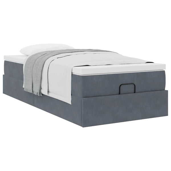 vidaXL Ottoman Bed with Mattress Dark Grey 100x200 cm Velvet