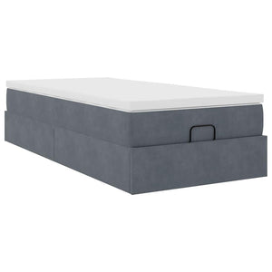 vidaXL Ottoman Bed with Mattress Dark Grey 100x200 cm Velvet
