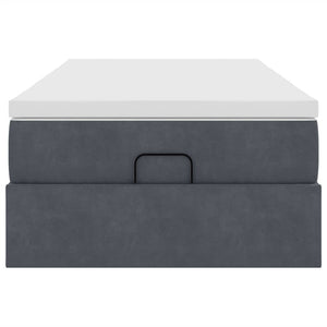 vidaXL Ottoman Bed with Mattress Dark Grey 100x200 cm Velvet