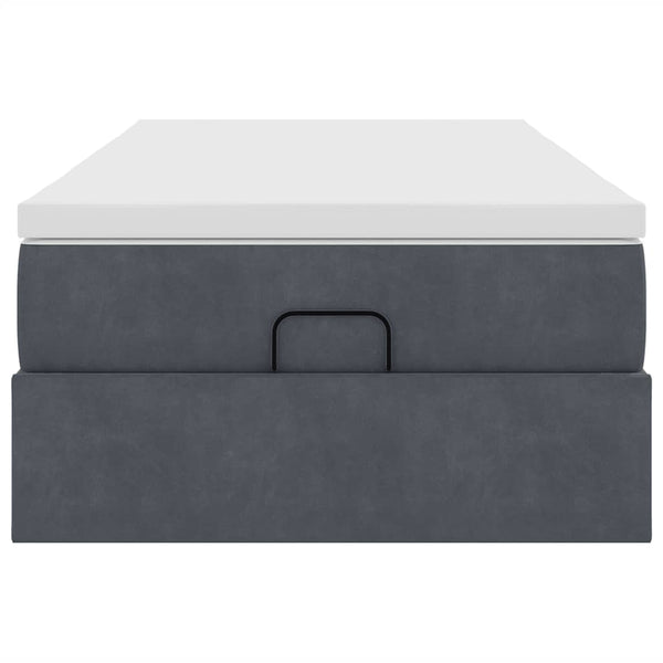 vidaXL Ottoman Bed with Mattress Dark Grey 100x200 cm Velvet