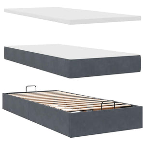 vidaXL Ottoman Bed with Mattress Dark Grey 100x200 cm Velvet