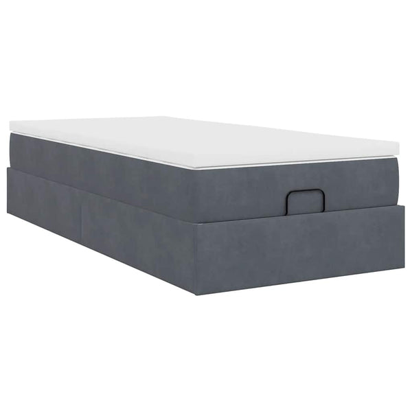 vidaXL Ottoman Bed with Mattress Dark Grey 100x200 cm Velvet