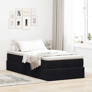 vidaXL Ottoman Bed with Mattress Black 100x200 cm Velvet
