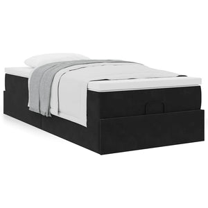 vidaXL Ottoman Bed with Mattress Black 100x200 cm Velvet