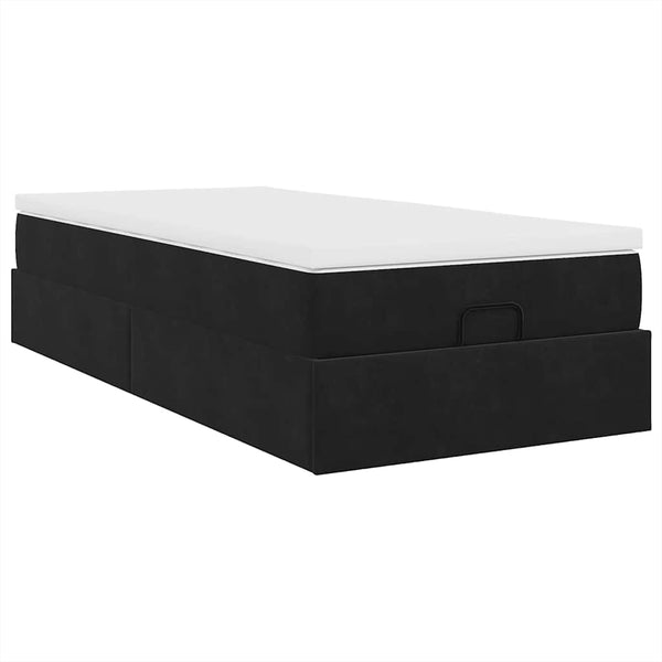 vidaXL Ottoman Bed with Mattress Black 100x200 cm Velvet