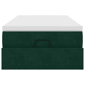 vidaXL Ottoman Bed with Mattress Dark Green 100x200 cm Velvet