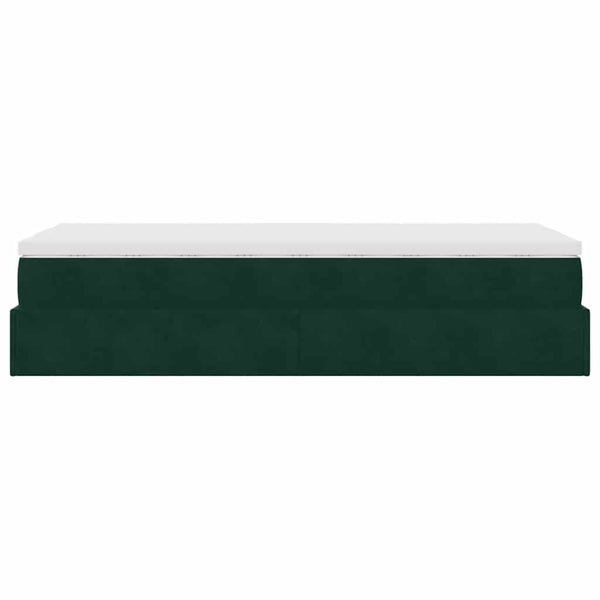 vidaXL Ottoman Bed with Mattress Dark Green 100x200 cm Velvet