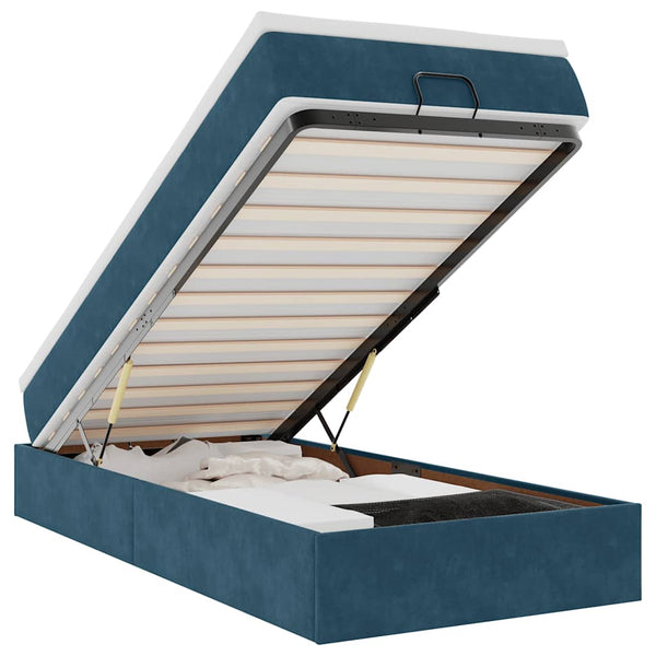 vidaXL Ottoman Bed with Mattress Dark Blue 100x200 cm Velvet