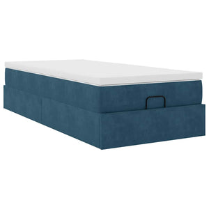 vidaXL Ottoman Bed with Mattress Dark Blue 100x200 cm Velvet