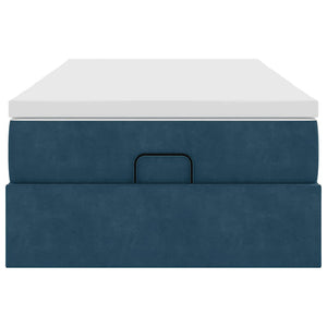 vidaXL Ottoman Bed with Mattress Dark Blue 100x200 cm Velvet