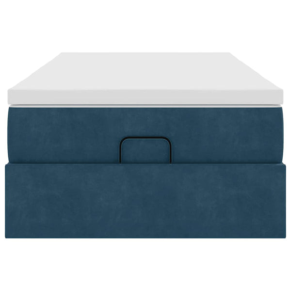 vidaXL Ottoman Bed with Mattress Dark Blue 100x200 cm Velvet