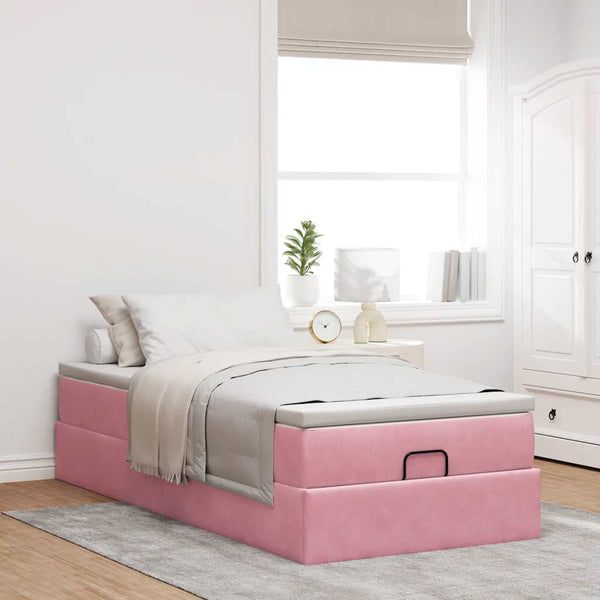 vidaXL Ottoman Bed with Mattress Pink 100x200 cm Velvet