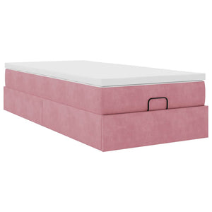 vidaXL Ottoman Bed with Mattress Pink 100x200 cm Velvet