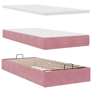vidaXL Ottoman Bed with Mattress Pink 100x200 cm Velvet