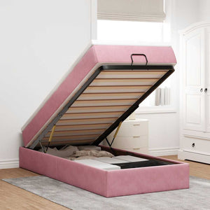 vidaXL Ottoman Bed with Mattress Pink 100x200 cm Velvet
