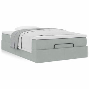 vidaXL Ottoman Bed with Mattress Light Grey 120x190 cm Velvet